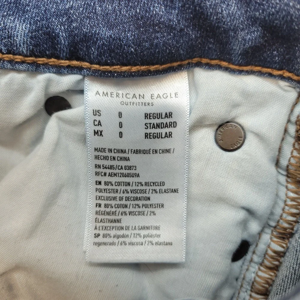 American Eagle‎ Flare Jeans Womens 0 Blue Low Rise Stretch Dark Wash Denim